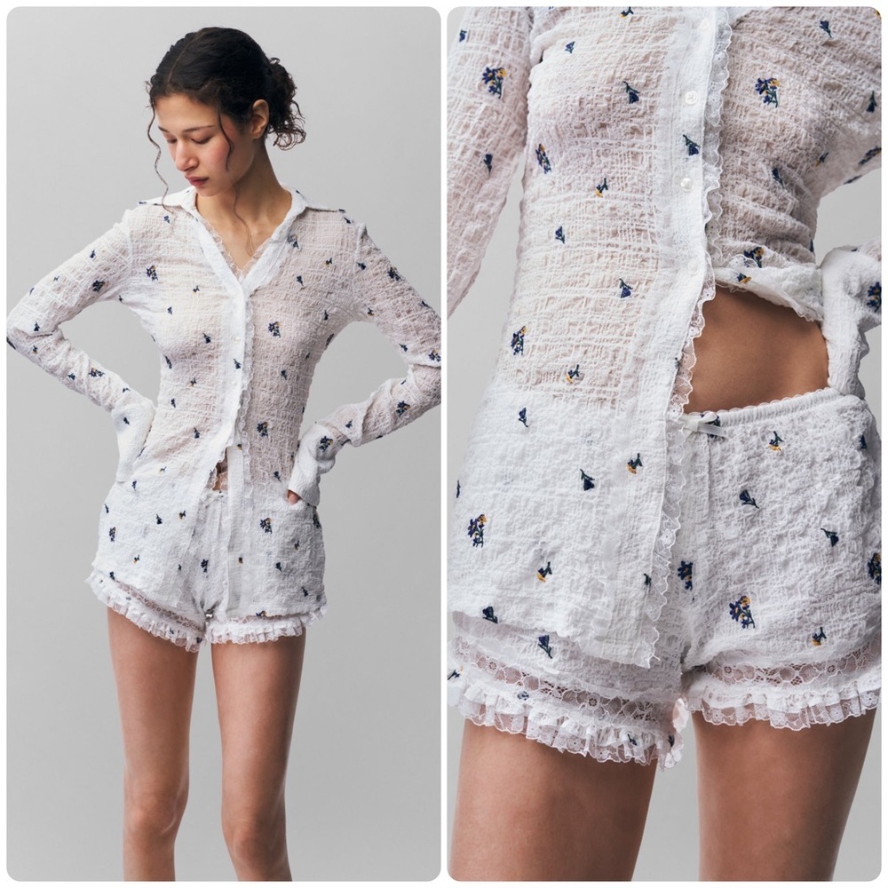 New! Guizio Vannetta Embroidered Lace Floral Bloomer Shorts 🤍 Large